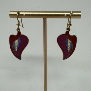 Laurel Burch "Calla Lily" Earrings, Pink & Gold Plated, 1980s Vintage Jewelry